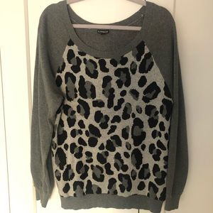Express Grey and black leopard print sweater.